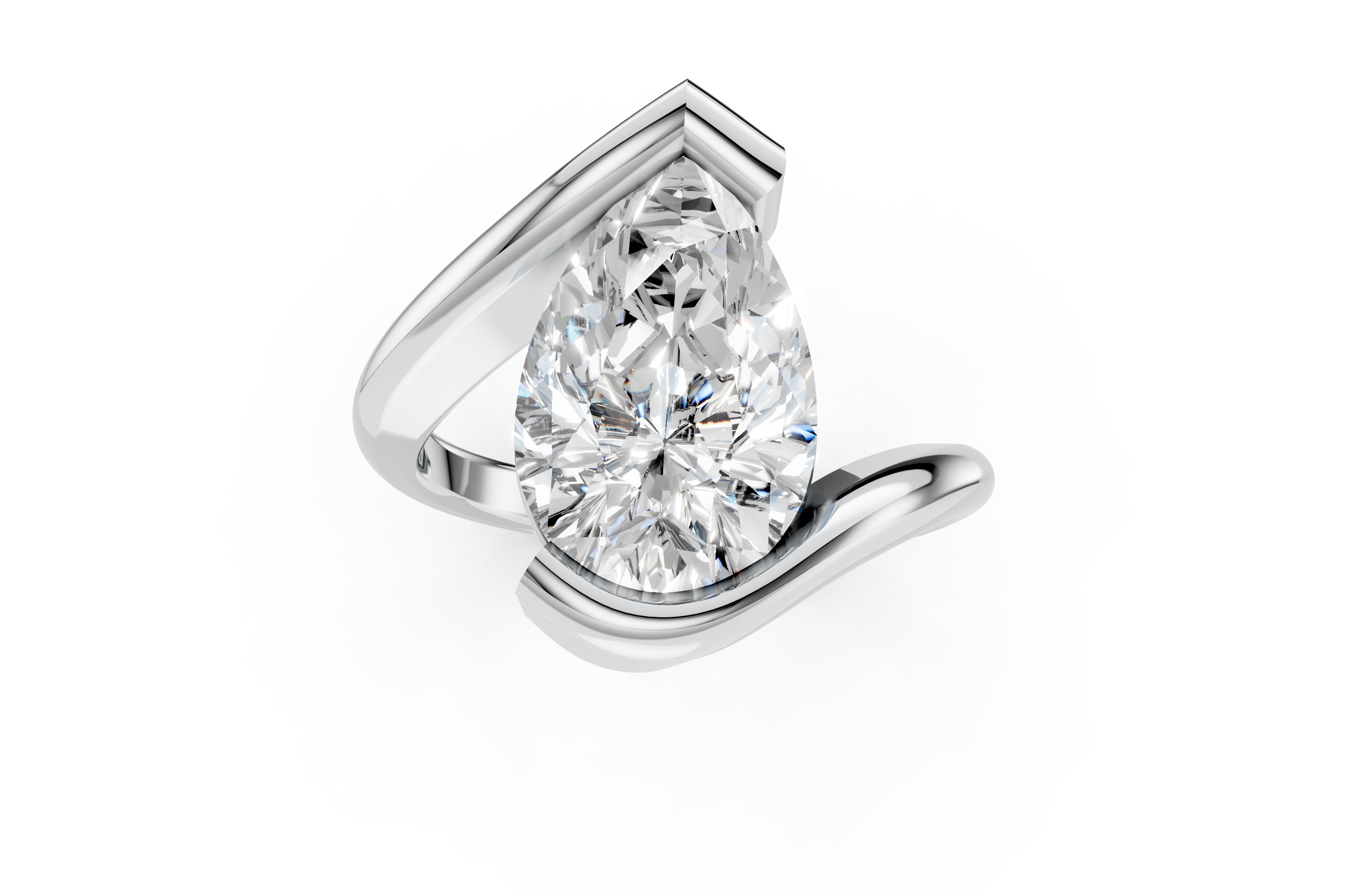 Elegant Platinum Cushion and Baguette Ring (US Size 6)